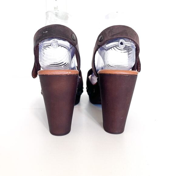 Avellini Boho Western Chunky Platform Women Sandals Size 40 US 9 Brown Studded - Picture 7 of 13